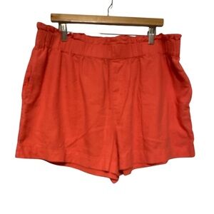 a new day Women's‎ High Waist Coral Linen Blend  Shorts with Pockets size XXL